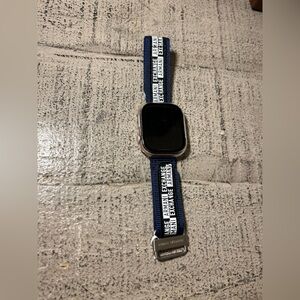 Armani Exchange Blue and White Logo Watch Band with Silver Hardware NWT 38-40mm